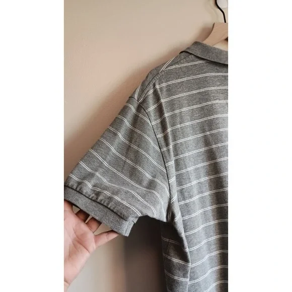 Polo Ralph Lauren Mens XXL Gray Striped Polo Shirt Short Sleeve Cotton Classic - Picture 3 of 7